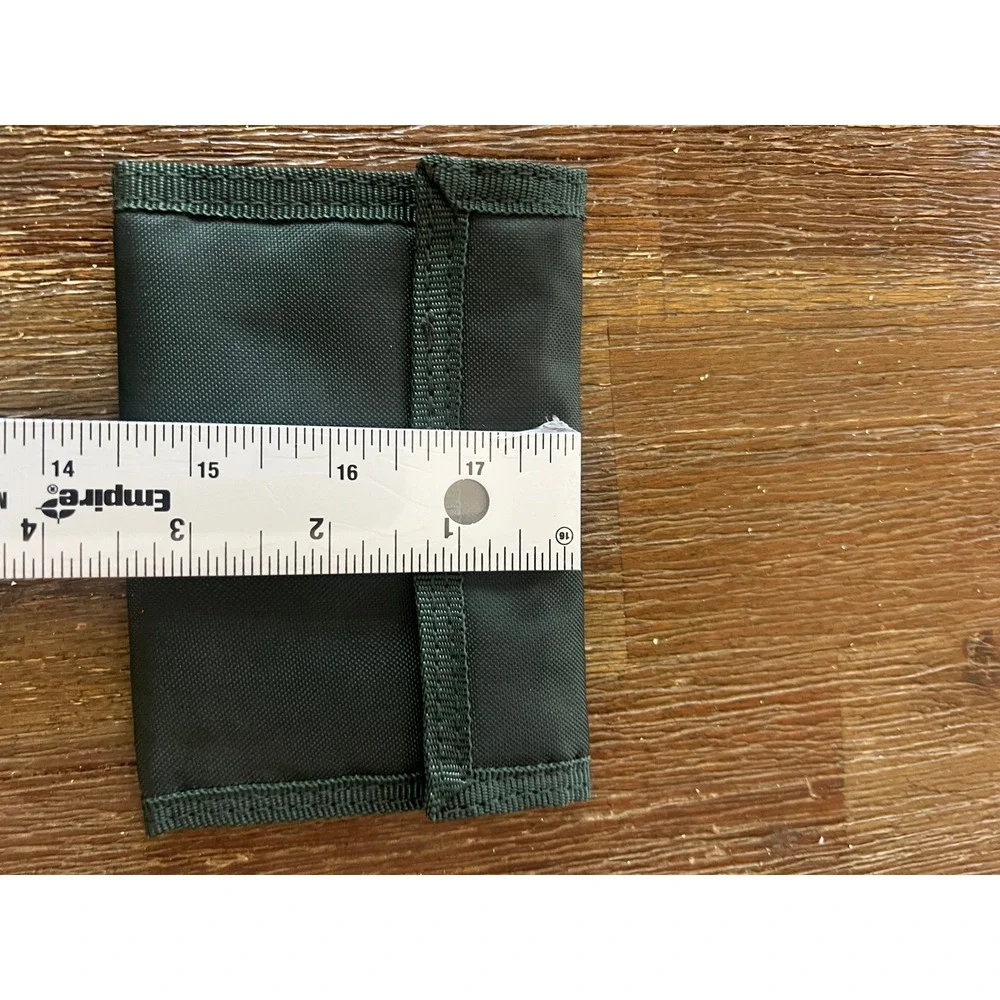 Olive Green Nylon Trifold Wallet Hook and Loop Closure Tactical Minimalist